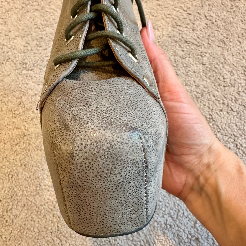 Jeffrey Campbell Gray Lace-Up Platform Ankle Boots - Picture 13 of 16